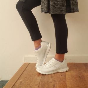 SKETCHERS Elite White Leather Sneakers Size 9.5
